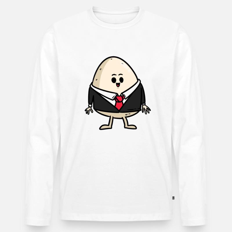 Ei Im Anzug - Männer Premium Bio Langarmshirt - Weiß