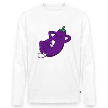 Sleepy Eggplant , Augergine Chillt - Männer Premium Bio Langarmshirt - Weiß - Vorne - Nico (187cm)