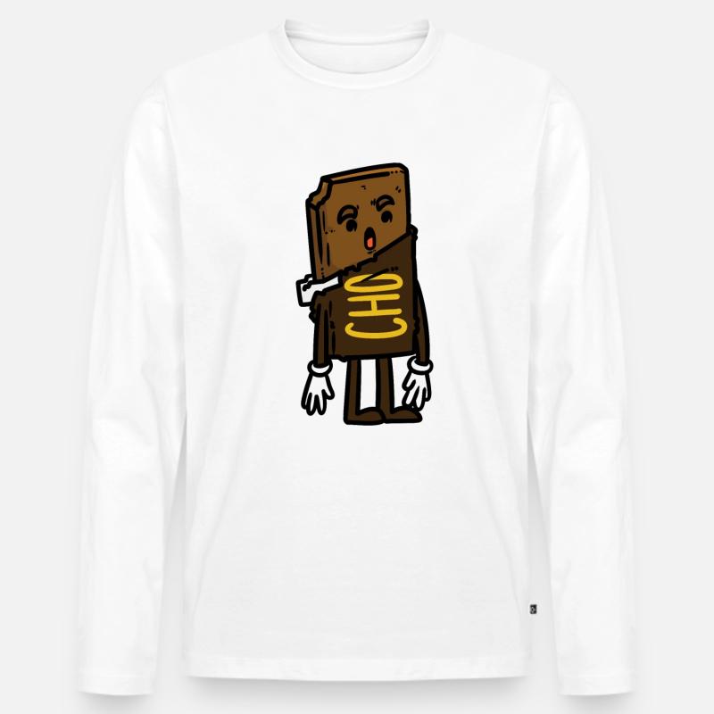 Chocolate Bite , Schokolade - Männer Premium Bio Langarmshirt - Weiß
