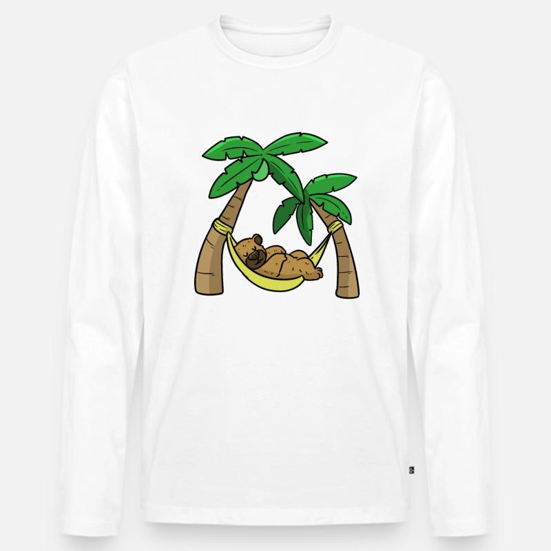 Bear hammock Bär Hängematte - Männer Premium Bio Langarmshirt - Weiß