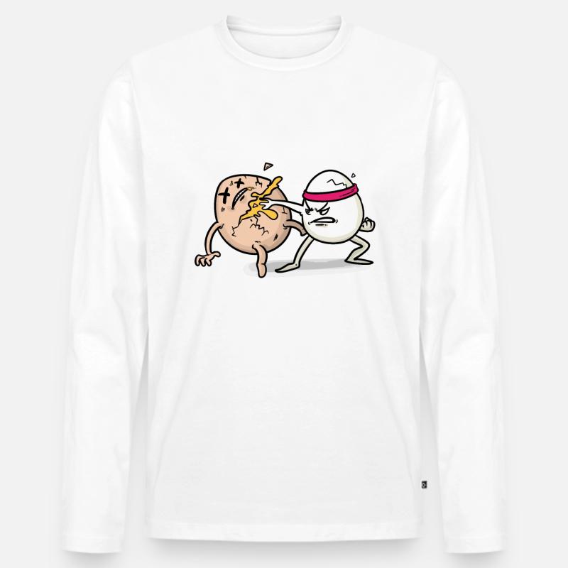EGG FIGHT Eier kampf - Männer Premium Bio Langarmshirt - Weiß