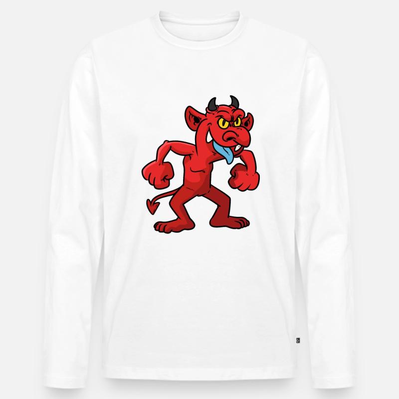 Angry devil Comic - Männer Premium Bio Langarmshirt - Weiß