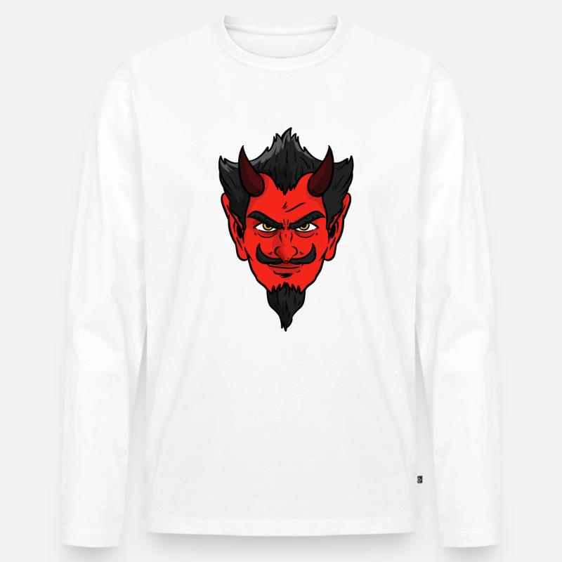 Devil Face - Männer Premium Bio Langarmshirt - Weiß