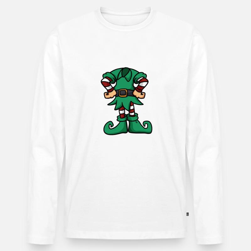 Weihnachten Elf Körper - Männer Premium Bio Langarmshirt - Weiß