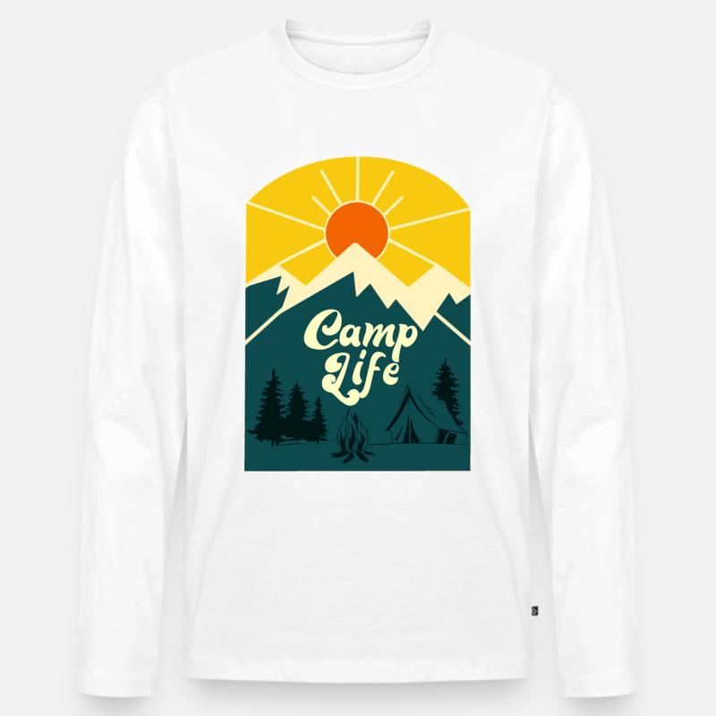 Camp-Leben - Männer Premium Bio Langarmshirt - Weiß