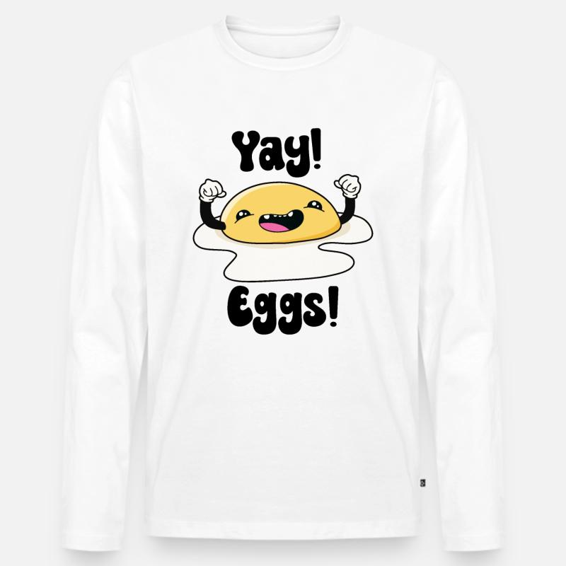 Juhu-Eier - Männer Premium Bio Langarmshirt - Weiß