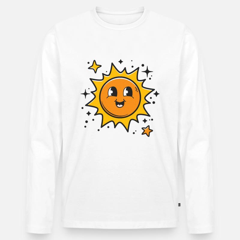 Frohe Sonne - Männer Premium Bio Langarmshirt - Weiß