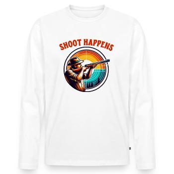 Shoot Happens - Club de tir au pigeon d’argile - T-shirt manches longues Premium bio Homme - blanc - Devant - Nico (187cm)