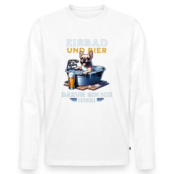 Eisbad und Bier French Bulldog Fun Design - Männer Premium Bio Langarmshirt - Weiß - Vorne - Nico (187cm)