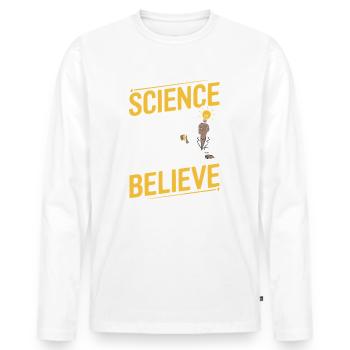 La science ne se soucie pas de ce que vous croyez - Recherche - T-shirt manches longues Premium bio Homme - blanc - Devant - Nico (187cm)
