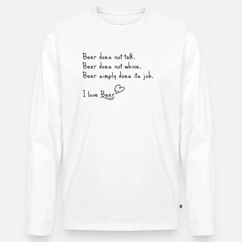 Ich liebe Bier - Männer Premium Bio Langarmshirt - Weiß