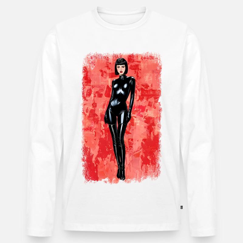 Latex Noir Distressed-Edition - Männer Premium Bio Langarmshirt - Weiß