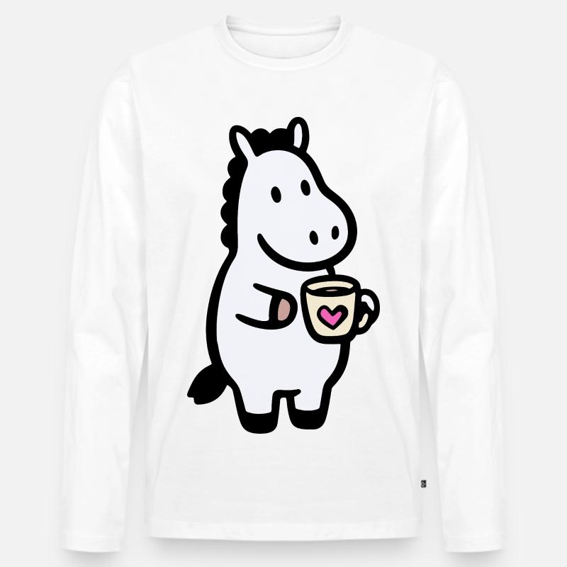HerzHippo Kaffee Begleiter - Männer Premium Bio Langarmshirt - Weiß