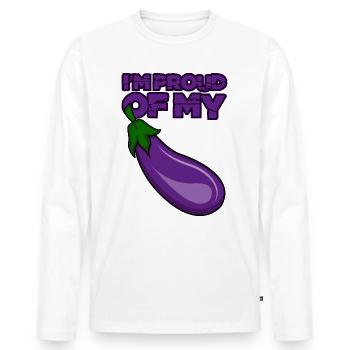 Aubergine | Aubergine funnynt - T-shirt manches longues Premium bio Homme - blanc - Devant - Nico (187cm)