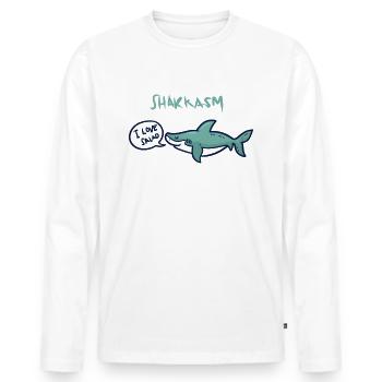 Sharkasm - T-shirt manches longues Premium bio Homme - blanc - Devant - Nico (187cm)