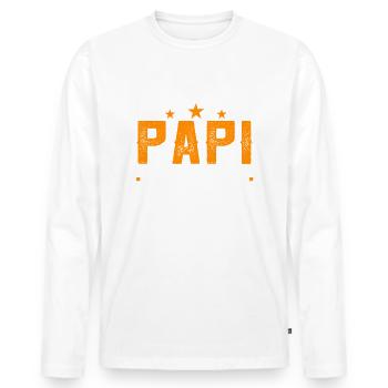 Dieser Tolle Papi Gehört zu - Männer Premium Bio Langarmshirt - Weiß - Vorne - Nico (187cm)