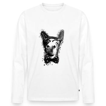 Esel,nerd, schwarz-weiss, Aquarell, nerdbrille - Männer Premium Bio Langarmshirt - Weiß - Vorne - Nico (187cm)