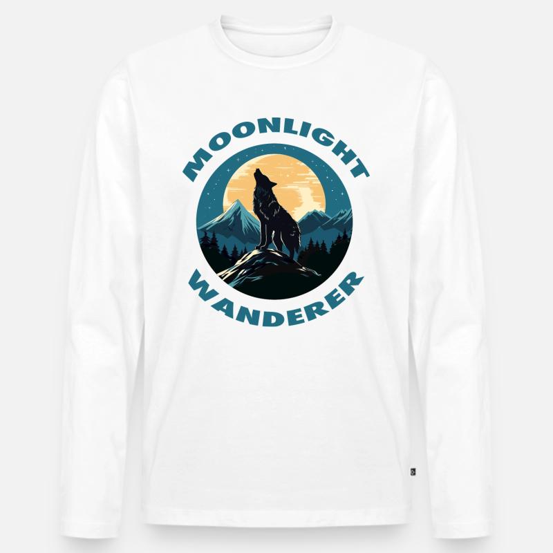 Moonlight Wanderer - Männer Premium Bio Langarmshirt - Weiß