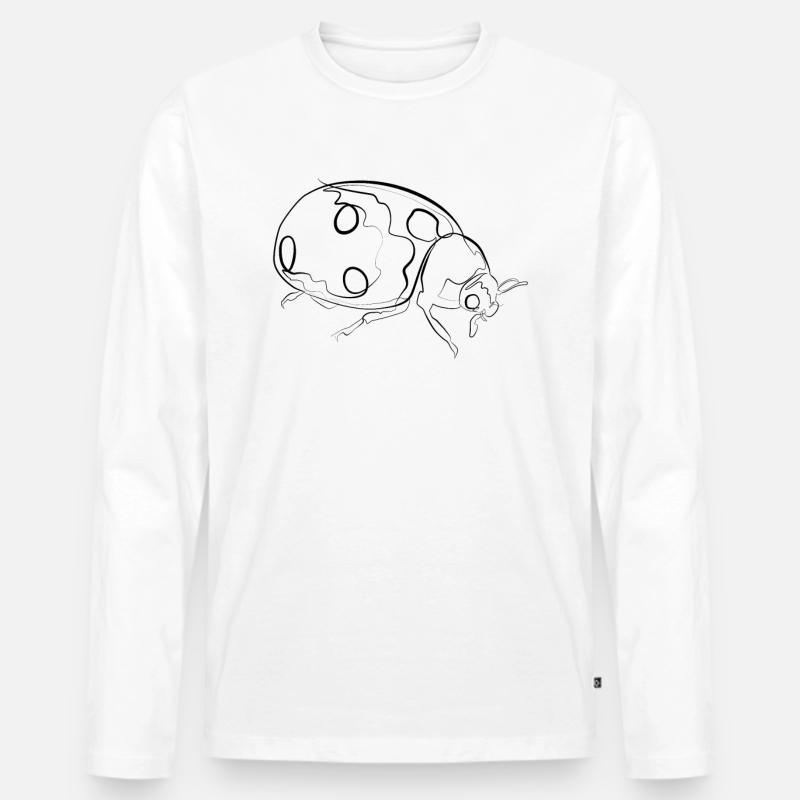 Marienkäfer - one line drawing - Männer Premium Bio Langarmshirt - Weiß