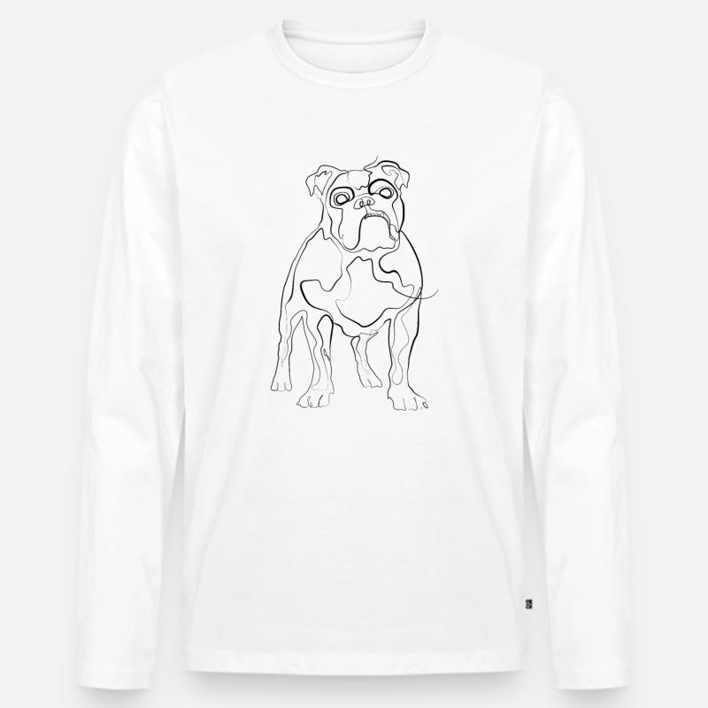 Bulldogge - one line drawing - Männer Premium Bio Langarmshirt - Weiß