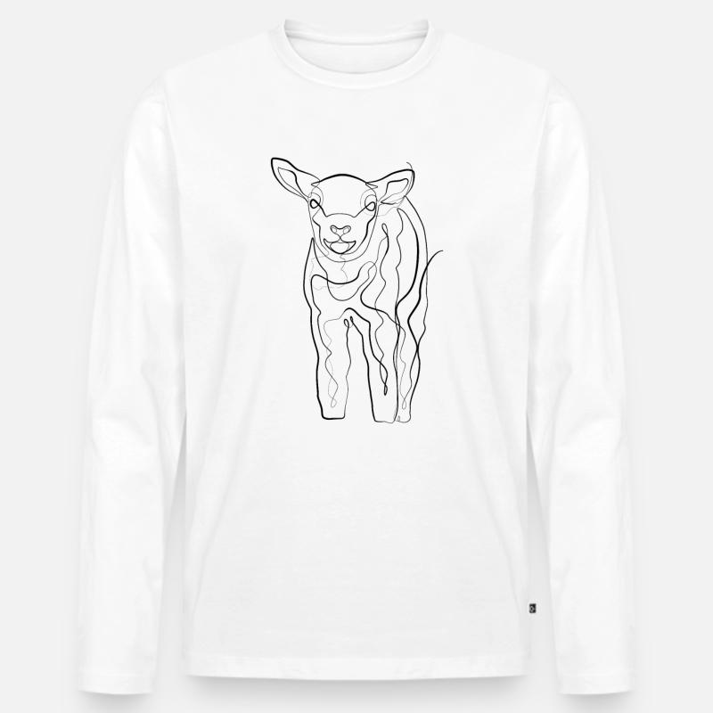 Lamm Hirte - one line drawing - Männer Premium Bio Langarmshirt - Weiß