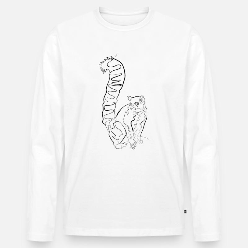 Lemur Madagaskar - one line drawing - Männer Premium Bio Langarmshirt - Weiß