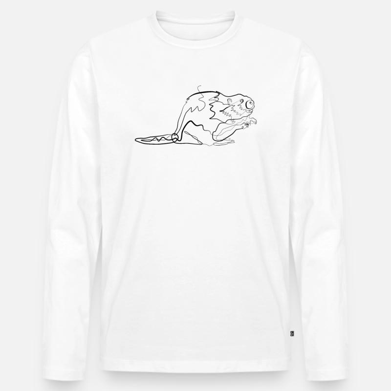Biber - one line drawing - Männer Premium Bio Langarmshirt - Weiß