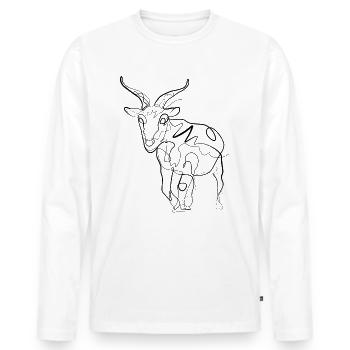 Goat Capricorn Shepherd - one line drawing - Men's Premium Organic Long Sleeve Shirt - white - Front - Nico (187cm)