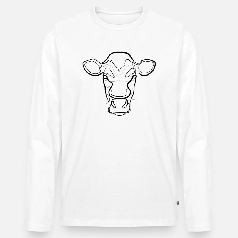 Kuh - one line drawing - Männer Premium Bio Langarmshirt - Weiß