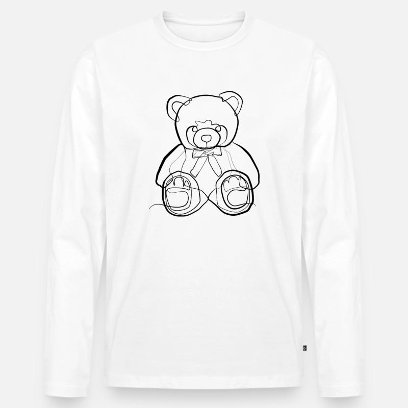Teddybär - one line drawing - Männer Premium Bio Langarmshirt - Weiß