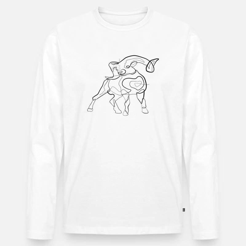 Widder - one line drawing - Männer Premium Bio Langarmshirt - Weiß