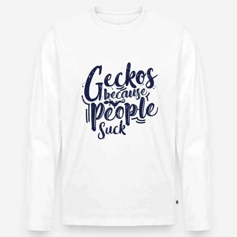 Gecko - Männer Premium Bio Langarmshirt - Weiß