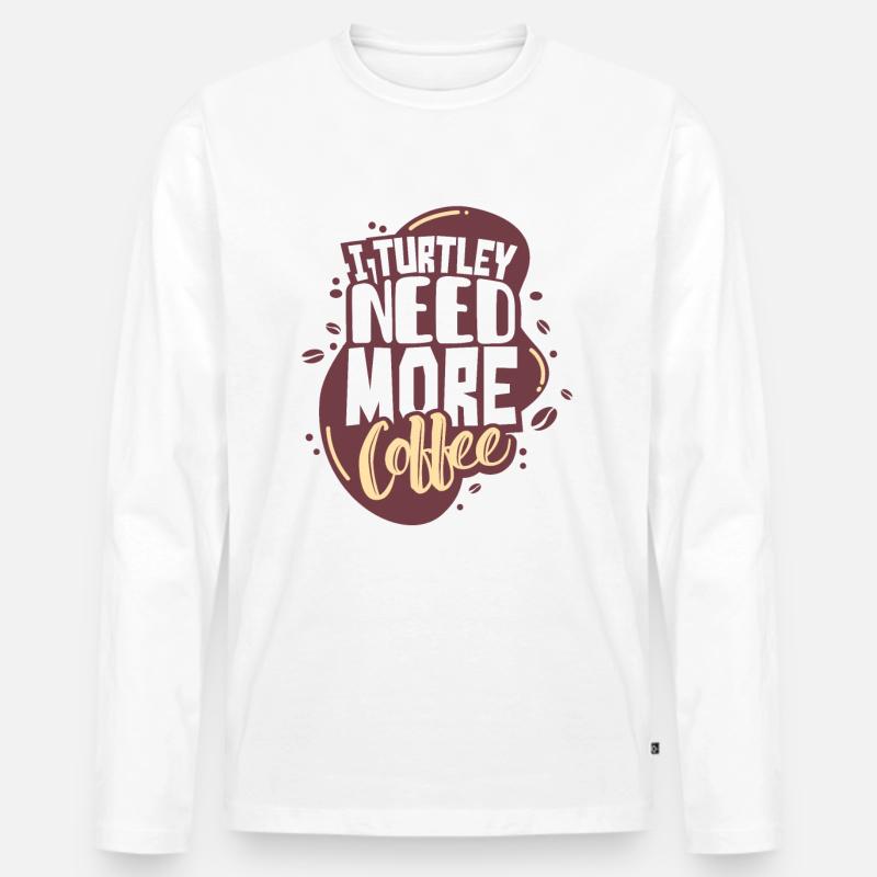 Schildkröte Kaffee - Männer Premium Bio Langarmshirt - Weiß