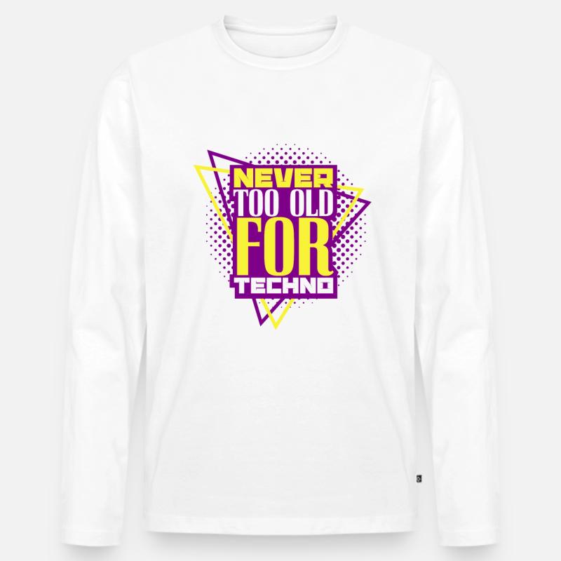Techno - Männer Premium Bio Langarmshirt - Weiß