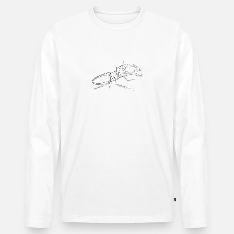Hirschkäffer - one line drawing - Männer Premium Bio Langarmshirt - Weiß