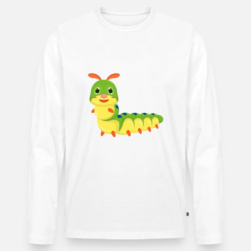 Raupe Comic - Männer Premium Bio Langarmshirt - Weiß