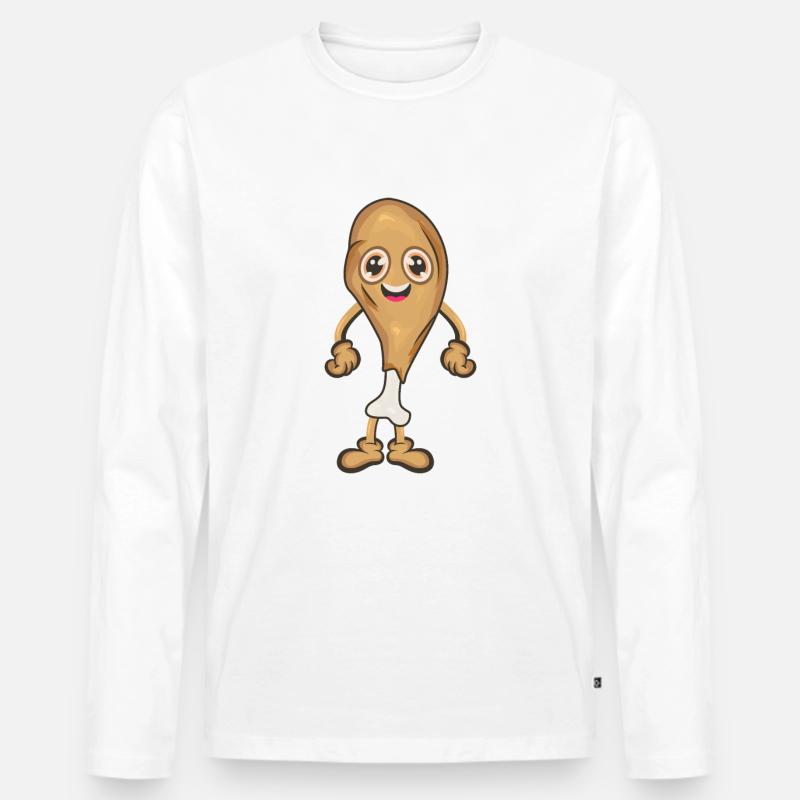 Hähnchen Keule Chicken Wing - Männer Premium Bio Langarmshirt - Weiß