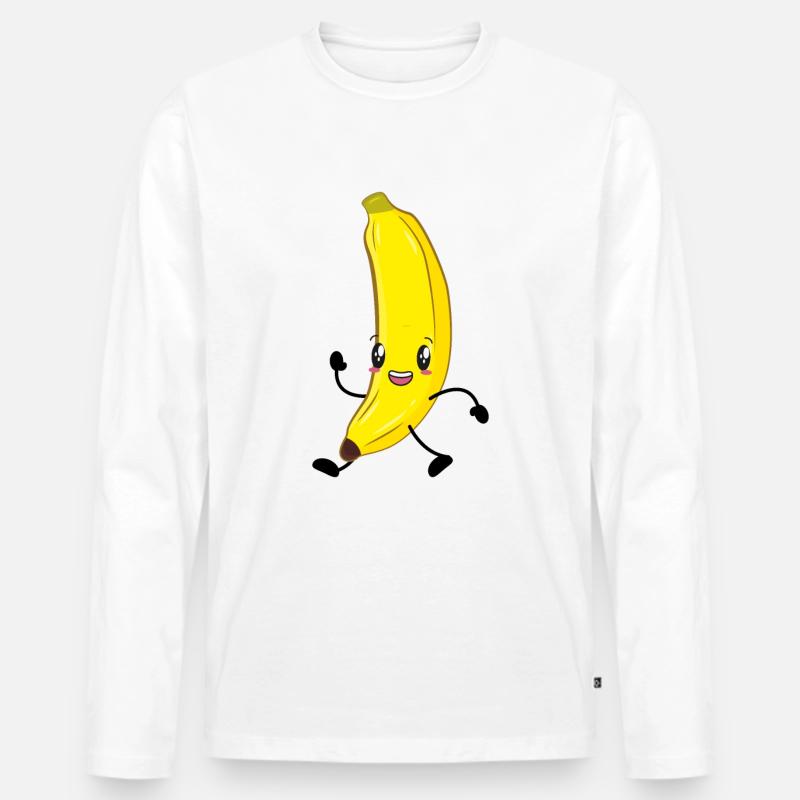 Banane - Männer Premium Bio Langarmshirt - Weiß