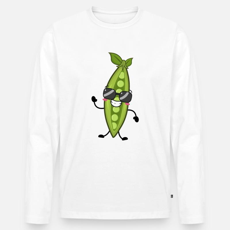 Erbsen - Männer Premium Bio Langarmshirt - Weiß