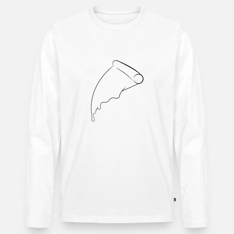 Pizza - Männer Premium Bio Langarmshirt - Weiß