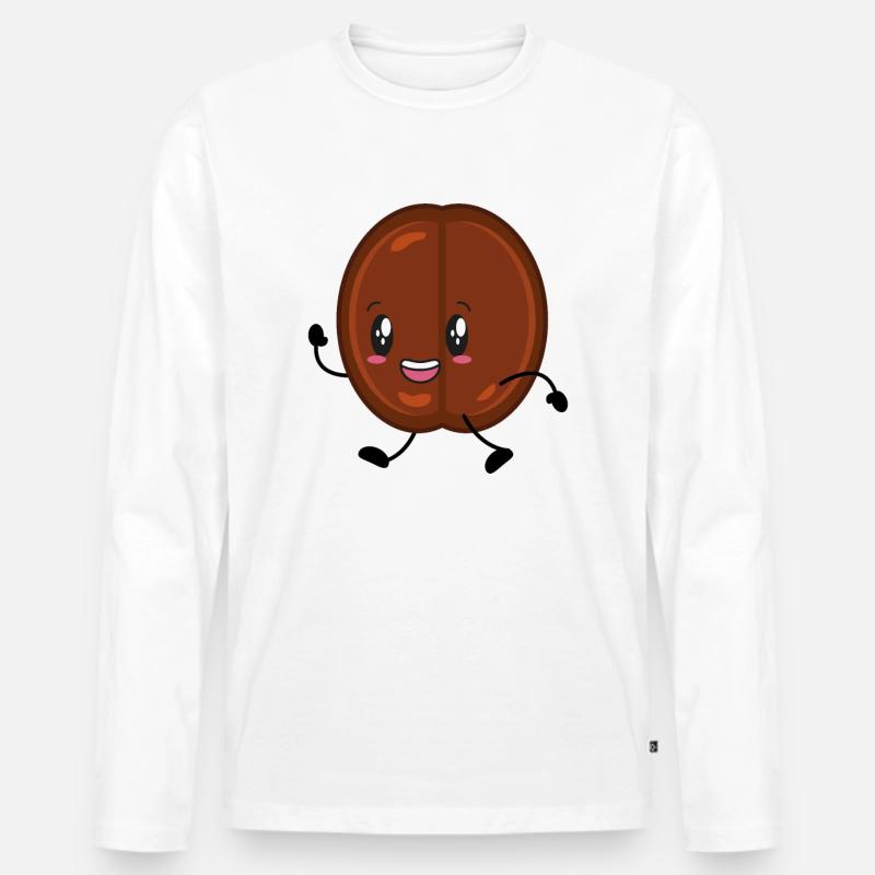 Kaffee Kaffeebohne - Männer Premium Bio Langarmshirt - Weiß