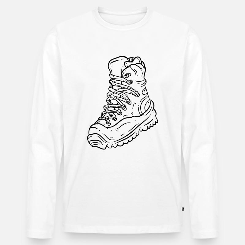 Wandern Wanderschuh - Männer Premium Bio Langarmshirt - Weiß