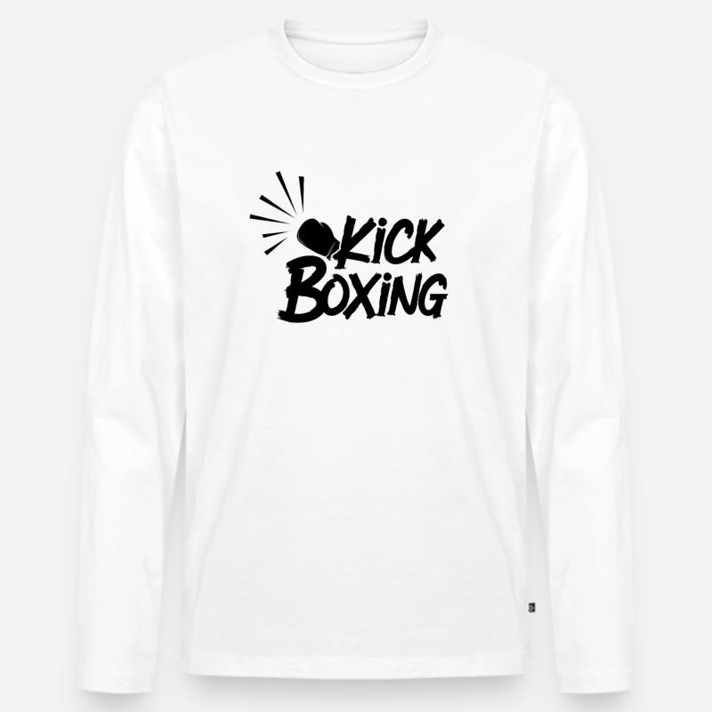 Kick Boxing Boxer - Männer Premium Bio Langarmshirt - Weiß