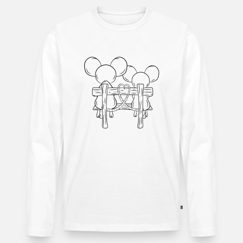 Maus Paar Liebe - Männer Premium Bio Langarmshirt - Weiß