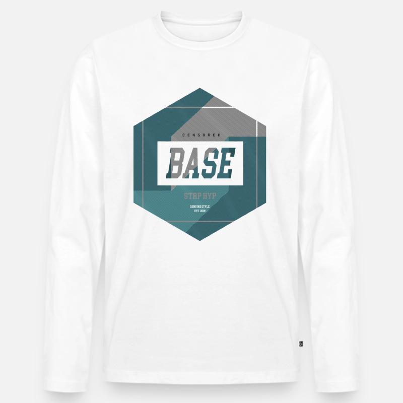 Stripe Hype - Männer Premium Bio Langarmshirt - Weiß