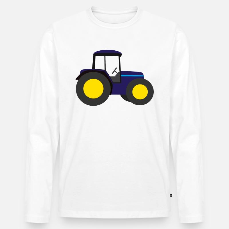 Traktor Trecker - Männer Premium Bio Langarmshirt - Weiß