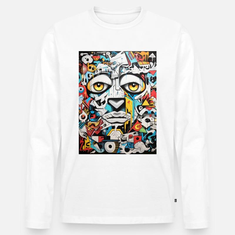 Graffiti Inspirationen:Bison - Männer Premium Bio Langarmshirt - Weiß