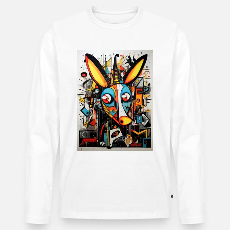 schweinchen abstract Graffiti - Männer Premium Bio Langarmshirt - Weiß