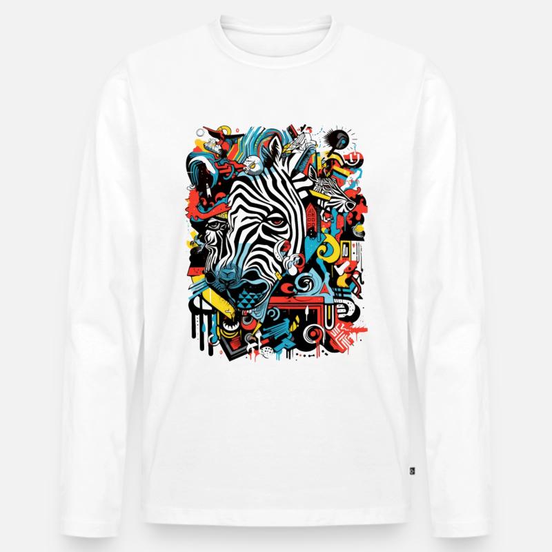 zebra geometrie graffiti - Männer Premium Bio Langarmshirt - Weiß