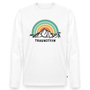 Traunstein Berg Salzkammergut Austria Österreich - Männer Premium Bio Langarmshirt - Weiß - Vorne - Nico (187cm)